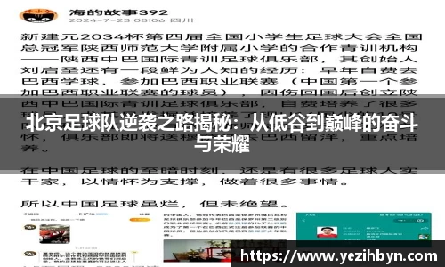 北京足球队逆袭之路揭秘：从低谷到巅峰的奋斗与荣耀